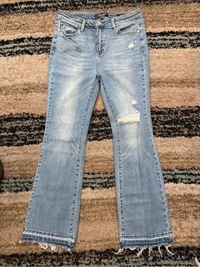 Judy Blue Light Blue Distressed Flare Jeans